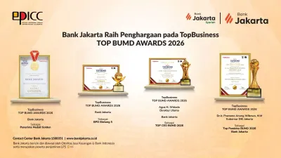 Bank Jakarta meraih TOP BUMD Awards 2026 Bintang 5 sebagai bukti komitmen transformasi dan inovasi berkelanjutan.