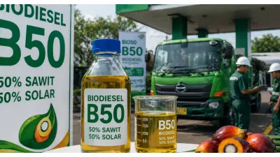 Ilustrasi. Bahan Bakar Biodiesel B50 (Sumber: Generative AI)
