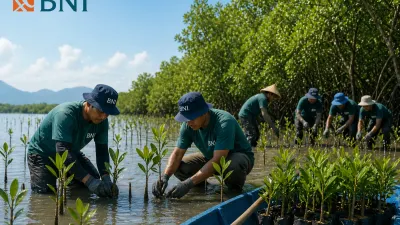 BNI merehabilitasi 50 hektare mangrove di Teluk Pangpang, Banyuwangi, dalam rangka Hari Bumi, sekaligus mendorong ekonomi 5.000 warga pesisir melalui ekowisata dan budidaya.