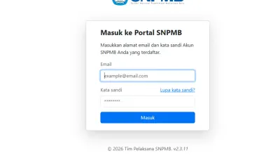 Portal pendaftaran Seleksi Nasional Berdasarkan Prestasi (SNBP) 2026. (Sumber: snpmb.id | Foto: snpmb.id)