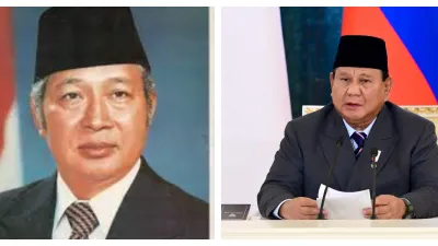 Soeharto dan Prabowo Subianto (Sumber: wikipedia.org dan setneg.go.id)