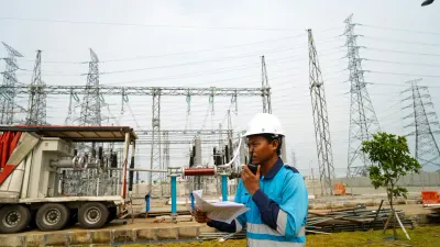 Gardu Induk 150 kilo Volt (GI 150 kV) Konsumen Tegangan Tinggi (KTT) Data Center Bay Microsoft JKT 11 A & B yang berlokasi di kawasan Greenland International Industrial Centre (GIIC), Kota Deltamas, Cikarang, Jawa Barat. (Sumber: Ist)