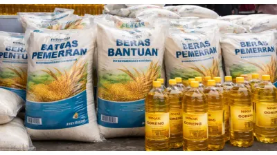 Ilustrasi. Bantuan Pangan Beras dan Minyak Goreng Siap Disalurkan (Sumber: Generative AI)