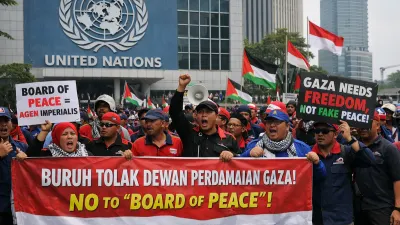 Demo Jakarta Hari Ini: Buruh Tolak Board of Peace Sampaikan 3 Tuntutan di depan Gedung PBB MH Thamrin!