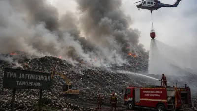 Ilustrasi. Sebanyak 64 jiwa kini telah dievakuasi ke hunian sementara usai kebakaran melanda Tempat Pembuangan Akhir (TPA) Jatiwaringin, sejak Selasa, 30 Juni 2026. (Sumber: Generate by AI | Foto: Generate by AI)