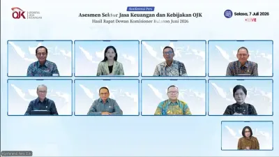 Konferensi Pers RDK Bulanan (RDKB) OJK yang dilangsungkan pada Selasa, 7 Juli 2026. (Sumber: OJK)