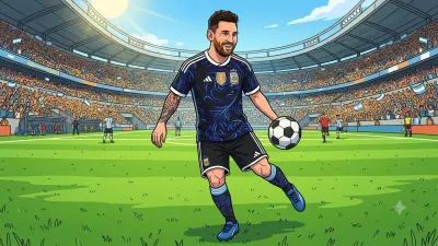 Pemain Timnas Argentina, Lionel Messi, Memakai Jersey Warna Biru Navy. (Sumber: Gemini AI)