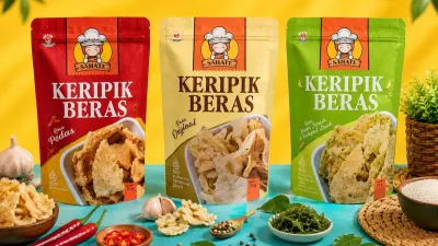 Produk camilan sehat berbahan dasar beras dari Sahate, UMKM asal Bandung, yang berkembang melalui pendampingan LinkUMKM BRI dan kini membuka peluang pasar internasional.