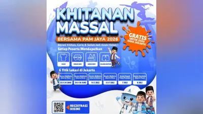 Meriahkan HUT ke-499 DKI Jakarta, PAM JAYA hadirkan program Khitanan Massal Gratis bagi 2.000 anak di DKI Jakarta. (Sumber: beritajakarta.id | Foto: beritajakarta.id)