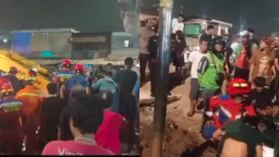 Proses evakuasi tragedi balita berinisial I (4) jatuh ke lubang di Tebet, Jakarta Selatan pada Sabtu, 27 Juni 2026. (Sumber: x@jakartaforum | Foto: x@jakartaforum)