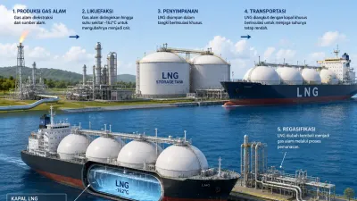 Ilustrasi LNG :Perang antara Iran versus Israel dan Amerika Serikat (AS) telah memberikan dampak signifikan terhadap pasar LNG global. (Foto: Dok ChatGpt)