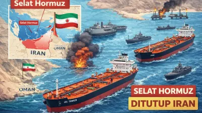 Ilustrasi. Selat Hormuz (Sumber: Generate by AI | Foto: generate by AI)