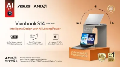 ASUS Vivobook S14 M3407HA, Laptop AI Performa Tinggi