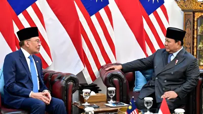 Pertemuan Presiden Prabowo Subianto dan Perdana Menteri (PM) Malaysia, Dato’ Seri Anwar Ibrahim, di Istana Merdeka, Jakarta, pada Selasa (29/07/2025). (Sumber: setneg.go.id | Foto: setneg.go.id)
