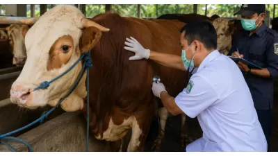 Ilustrasi. Sapi Kurban Jalani Pemeriksaan (Sumber: Generative AI)