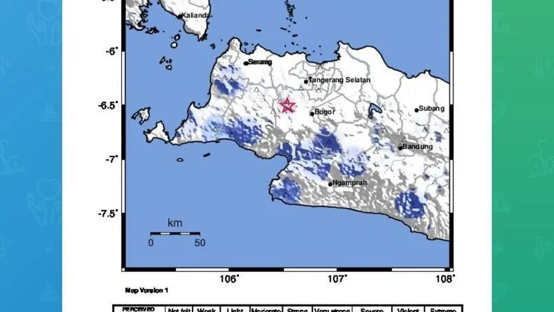 Gempa Bumi Tektonik M 5,0 Guncang Bogor Jawa Barat, Tidak Berpotensi Tsunami