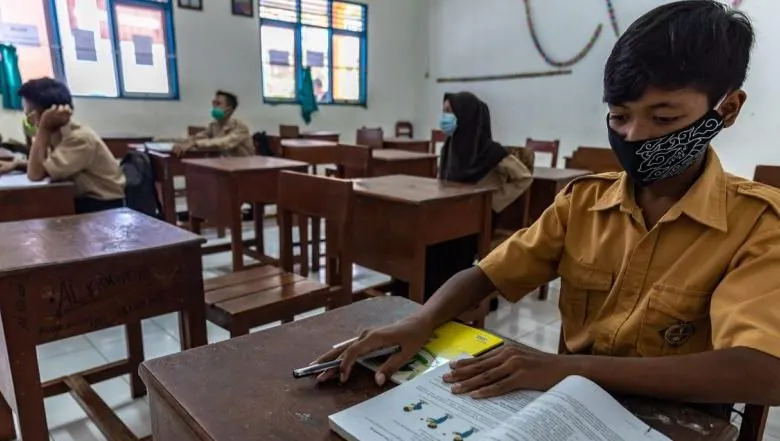 Ilustrasi sekolah tatap muka saat (PTM).