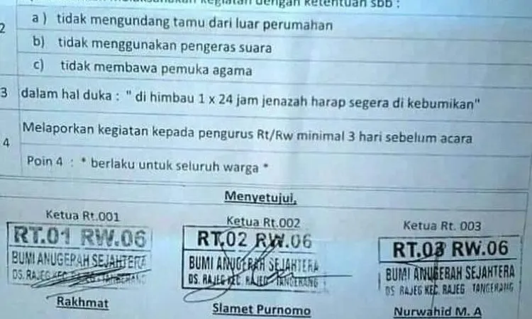 Surat edaran RW 06,  Perumahan Bumi Anugerah Sejahtera (Istimewa)
