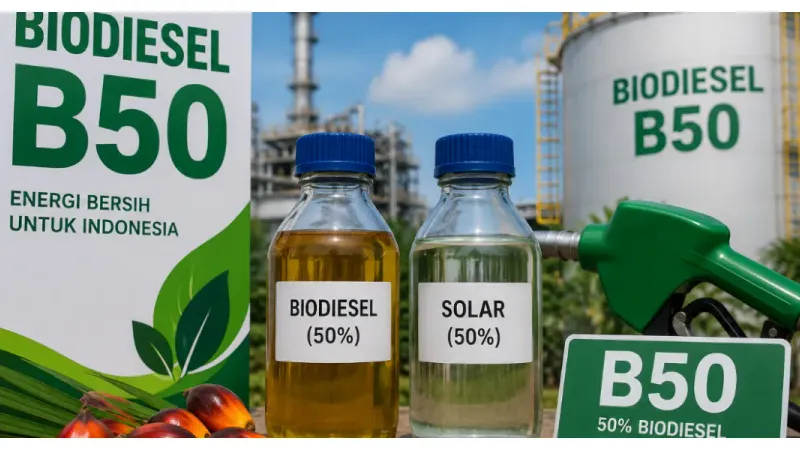 Ilustrasi. Biodiesel B50 (Sumber: Generative AI)