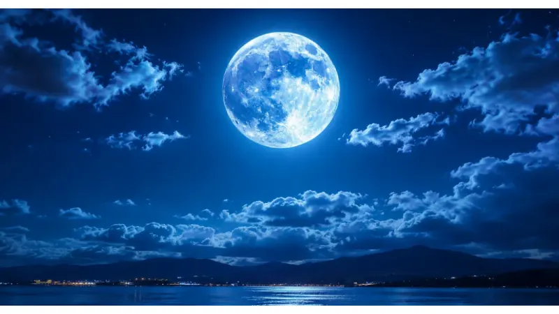 Ilustrasi. Blue Moon (Sumber: Generative AI)
